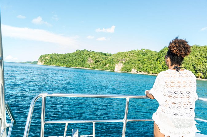 Private 3-Hour Catamaran Sunset Cruise from Soufriere for Up to 15 Guests - Sailing north along St Lucia’s west coast