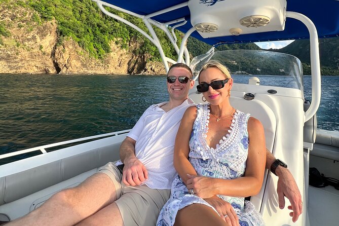 Private Boat Charter St. Lucia, boat tour to Soufriere. Half day. - Jalousie Beach puts you between the Pitons