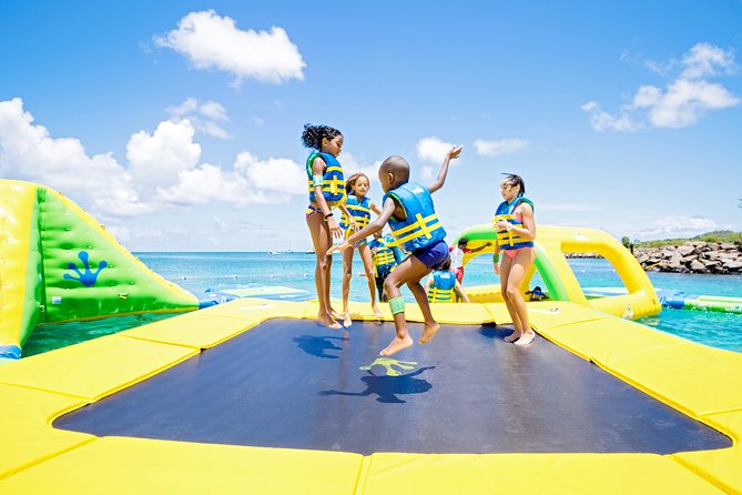 Splash Island Water Park in St Lucia - The obstacle course: fun, tiring, and not only for children