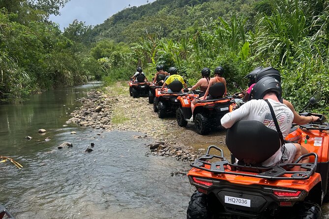 St Lucia ATV Tour : Waterfall, Plantation, Beach and Distillery - Rainforest trails and the waterfall stop