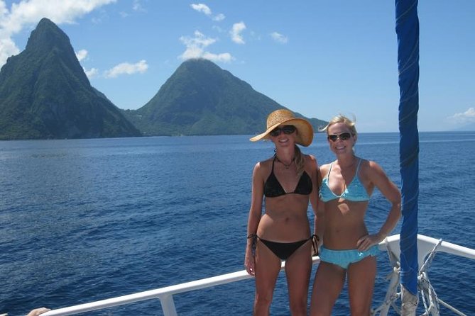 St Lucia Catamaran Day Sailing and Sightseeing Tour - Seeing the Pitons from Soufriere Bay