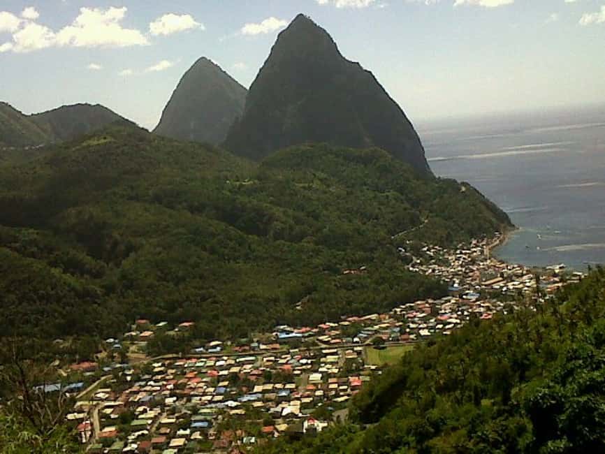 St Lucia Full-Day Dream Tour - The Pitons appear near Soufriere